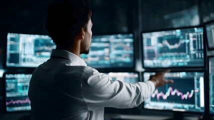Poster - Tech savvy investor rebalancing portfolio in an AI powered trading terminal