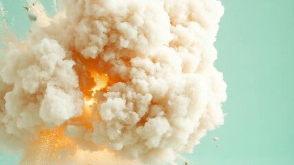 Aufkleber - Creamy Explosion: A dramatic, abstract image showcasing a vibrant explosion of creamy, off-white smoke billowing against a tranquil mint green background.