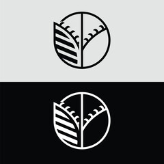 Poster - A stylized leaf icon is presented in black and white within a circular frame