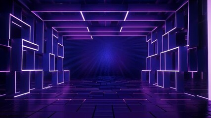 Aufkleber - Neon Geometric Corridor: Immerse yourself in a futuristic, digitally rendered corridor. The clean lines and sharp angles create a sense of depth and perspective.