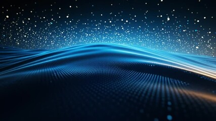 Aufkleber - Abstract Blue Energy: A mesmerizing abstract landscape of undulating blue energy waves, shimmering with particles of light, creating a sense of depth, movement, and cosmic wonder. 