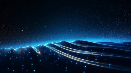 Aufkleber - Digital Universe: A mesmerizing digital landscape composed of glowing blue particles and waves, conveying a sense of the vastness and interconnectedness of the digital realm. 