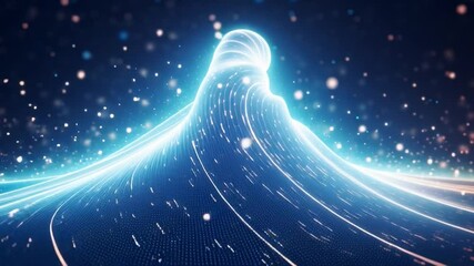 Aufkleber - Abstract Blue Light Data Flow: Streams of blue light create an abstract design, resembling data flow in a digital landscape against a deep blue backdrop.