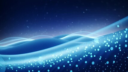Aufkleber - Abstract Blue Light Waves: An ethereal digital rendering of flowing blue light waves and particles create a sense of movement and energy against a dark background.