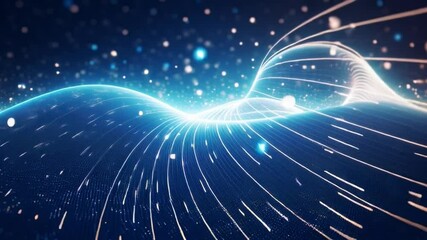 Poster - Digital Flow: An abstract representation of data streams and connectivity. The image showcases lines of light cascading through space