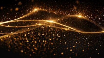 Aufkleber - Golden Abstract: Radiant golden lines weave through a shimmering cascade of light particles, creating a mesmerizing visual of dynamic motion and elegance.