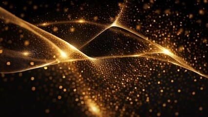 Poster - Golden Flowing Energy: A mesmerizing visualization of golden energy undulating gracefully against a dark backdrop, evoking a sense of cosmic elegance and dynamic motion.