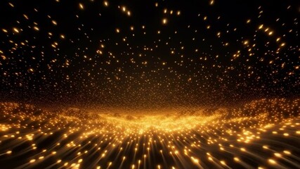 Aufkleber - Golden Luminescence: Glimmering particles dance and flow in a mesmerizing display of light and movement. Capturing the essence of energy, innovation, and the wonders of the cosmos.