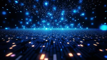 Aufkleber - Digital Data Stream: A dynamic visualization of data streams flowing across a futuristic landscape.