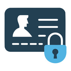 Poster - Illustration of a blue id card with a white profile and a blue padlock on the right side