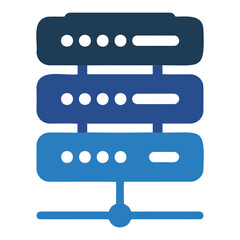 Aufkleber - Illustration of a blue server rack with three tiers and connected base showcasing data storage