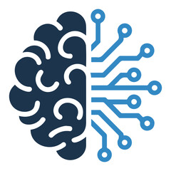 Poster - Illustration of a brain split in half with one side organic and the other connected to circuits