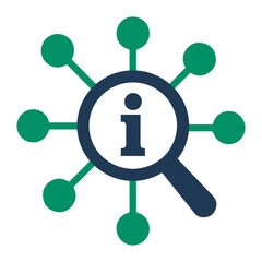 Aufkleber - Information network with magnifying glass and green nodes connected by green lines design