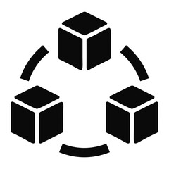 Poster - Three black cubes arranged in a triangular formation with curved lines connecting them around edges