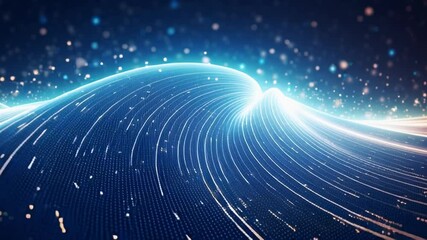 Aufkleber - Digital Data Flow: This image depicts the mesmerizing flow of digital data, visualized as streams of luminous lines, gracefully weaving and cascading across a dark, cosmic backdrop.
