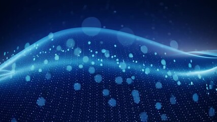 Aufkleber - Digital Ocean Waves: An artistic abstract depiction of digital ocean waves, rendered in shades of blue with luminescent particle effects.