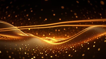 Aufkleber - Golden Abstract: Abstract design featuring flowing lines, particle effects, and a dark background with a golden glow, evoke elegance and sophistication. 