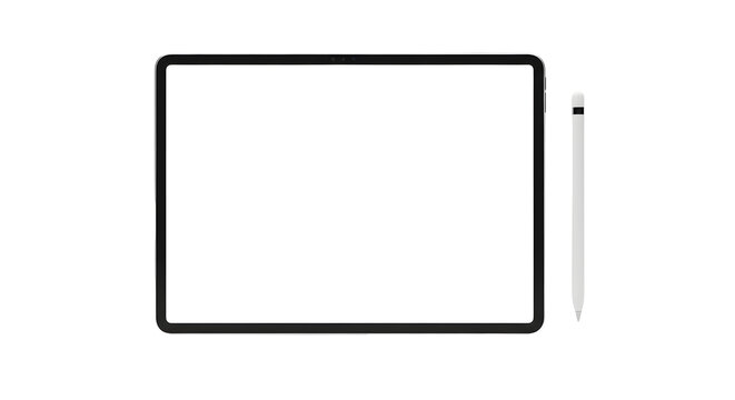 Blank tablet and stylus on black background