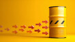 © zabikhan - Yellow Oil Barrel with Directional Arrows on Vibrant Background