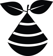 Poster - Stylized black and white abstract representation of a seedling or plant sprout with layered segments and two opposing leaves