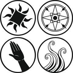 Aufkleber - vector illustration set of abstract web icons and business symbols with a star pattern