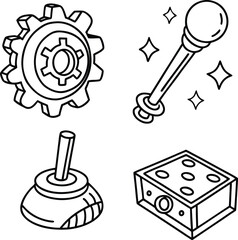 Aufkleber - a diverse set of vector icons illustrates various tools, perfect for business or art design concepts