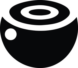 Poster - Abstract minimalist black and white geometric design featuring concentric circles within a rounded bowl shape with a single dot accent