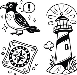 Aufkleber - vector illustration set of a lighthouse travel symbol design