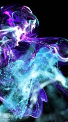 Poster - Animation of purple and blue particle clouds moving on black background