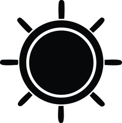 Poster - Simple black and white icon representing a sun with eight rays extending outwards from a central circle