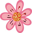 © Vector Stock - A stylized pink flower with a textured appearance and a vibrant multi colored center isolated on a white background