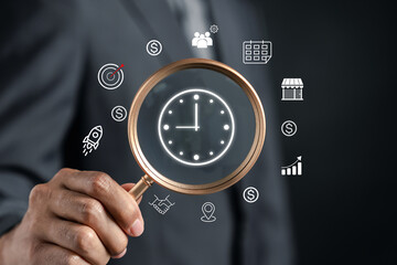 Poster - Time management, business productivity, schedule planning, workflow strategy, deadline tracking, efficiency, performance, growth, success, digital calendar, business goal, timeline control system.