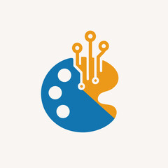 Poster - Modern Flat Design Technology Palette with Circuit Board Connection Concept Logo