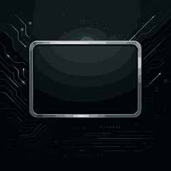 Poster - Futuristic Metallic Bordered Frame with High Tech Circuit Board Background