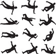 © sihouette - Skydiver Freefall Silhouette Over MountainsParachutist Deploying Canopy Vector DesignTandem Skydiving Silhouette SceneParachute Opening in Midair Vector ArtLanding Parachutist Silhouette Illus