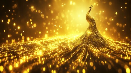 Poster - Golden peacock design with glittering details.