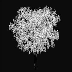 Poster - A white tree stands boldly against a black background, creating a striking contrast. The minimalist composition highlights the tree's intricate branches.