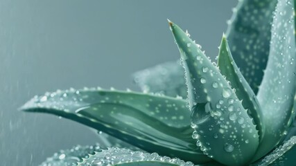 Poster - A close-up of a plant with water droplets on its leaves and stems, suitable for use in nature or science-related contexts