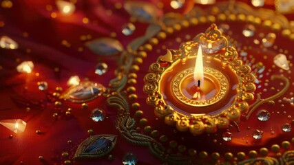 Poster - A candle is lit on a red cloth, simple yet elegant setup