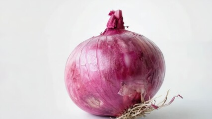 Poster - A single red onion placed on a white background