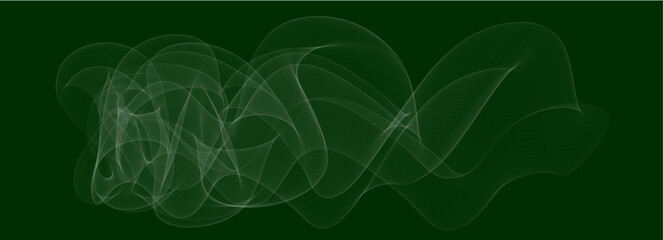 Aufkleber - A vector image with ultra-thin lines that create the effect of dynamic fluid geometry. The shape resembles smoke or a translucent fabric woven from digital fractals. 