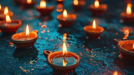 Poster - Lit candles sitting on a table, providing warm glow