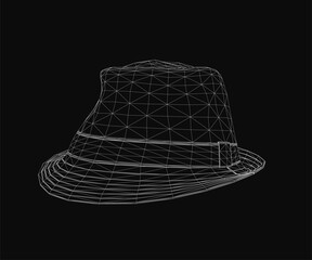 Aufkleber - A stylish fedora hat rendered in high-quality 3D with realistic textures and fine details. The black background highlights the hat's elegant silhouette and classic design. Perfect for fashion.