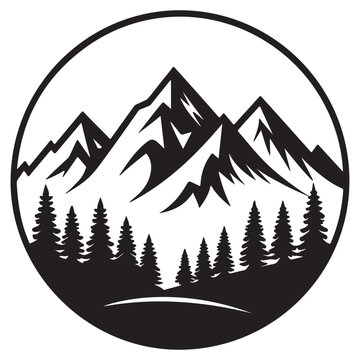 Silhouette Mountain black vector logo illustration