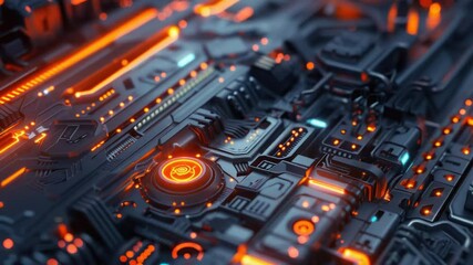 Aufkleber - Close-up shot of a circuit board with glowing lights, suitable for tech-related projects or illustrations