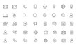 © aura studio - Contact us icon set with adjustable line weight, outline stroke, mail, phone, chat, message, consultation, location, global, user, online, form, call center, electronic mail, send, write,