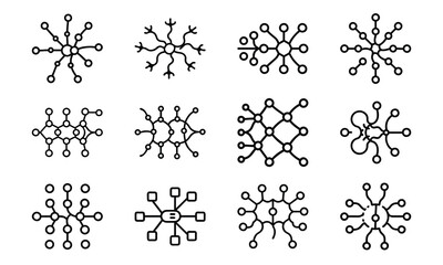 Poster - Vector illustration of interconnected nodes showcasing abstract network structures and digital data flow patterns.