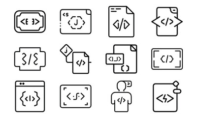 Poster - Vector icons illustrating coding concepts web development computer programming and software creation