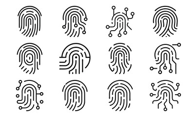 Poster - Collection of fingerprint icons representing security and technological authentication concepts