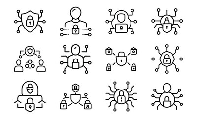 Poster - Cybersecurity icons representing network protection data privacy and secure digital systems